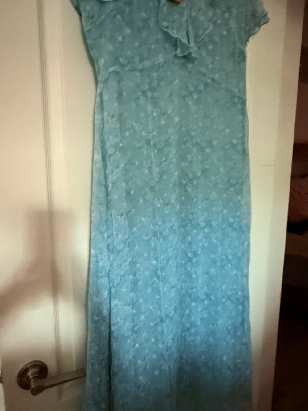 Rihoas soft aqua Blue Floral Maxi Dress Size M NWT